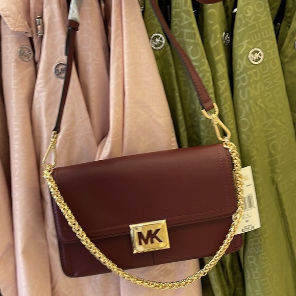 Michael Kors Sonia Medium Leather Shoulder Bag Merlot - Picture 3 of 16